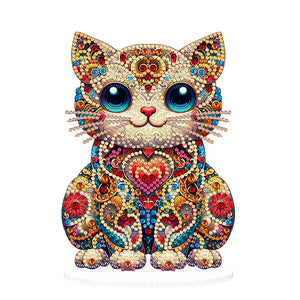 Acrylic 2D Flat Print DIY Cat Diamond Painting Art Tabletop Decorations