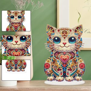 Acrylic 2D Flat Print DIY Cat Diamond Painting Art Tabletop Decorations