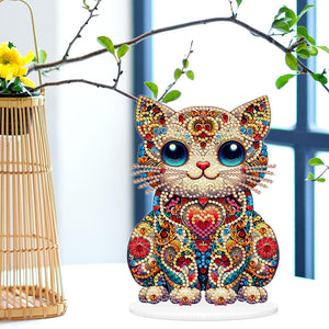 Acrylic 2D Flat Print DIY Cat Diamond Painting Art Tabletop Decorations