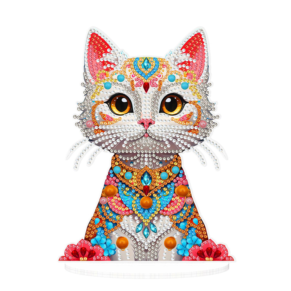 Acrylic 2D Flat Print DIY Cat Diamond Painting Art Tabletop Decorations