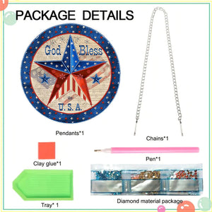 Acrylic 2D Flat DIY US Flag Star Diamond Art Pendant Wall Decor for Home