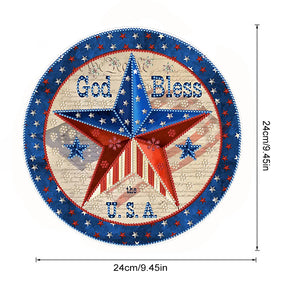Acrylic 2D Flat DIY US Flag Star Diamond Art Pendant Wall Decor for Home