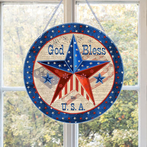 Acrylic 2D Flat DIY US Flag Star Diamond Art Pendant Wall Decor for Home
