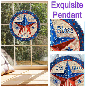 Acrylic 2D Flat DIY US Flag Star Diamond Art Pendant Wall Decor for Home