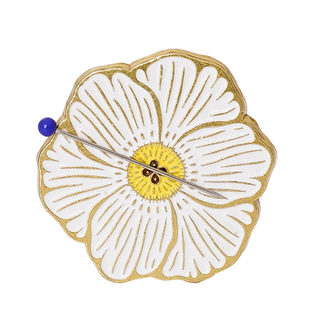 Aesthetic Alloy Cross Stitch Needle Minder Needlework Accessories (White Flower)