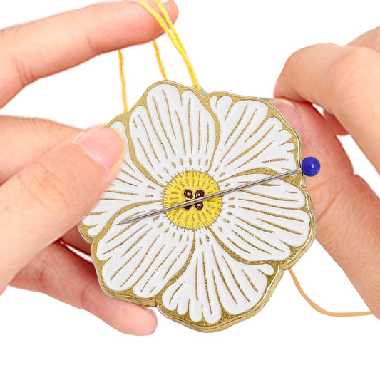 Aesthetic Alloy Cross Stitch Needle Minder Needlework Accessories (White Flower)