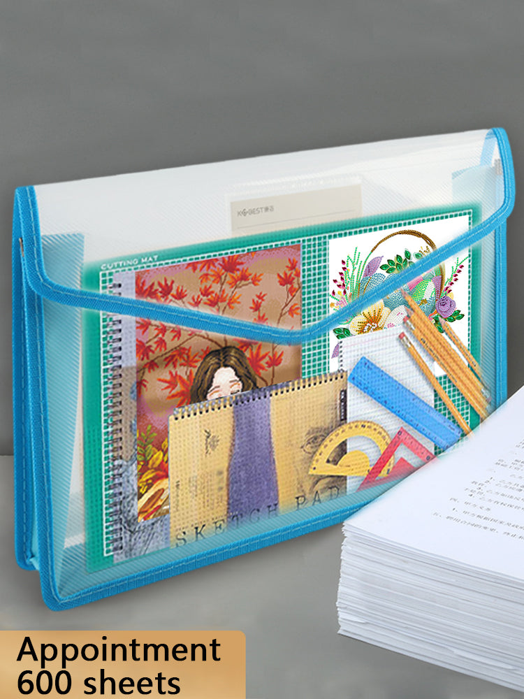 Cross Stitch Canvas Storage Bag 3D Portfolio for Diamond Painting (A4 Blue)