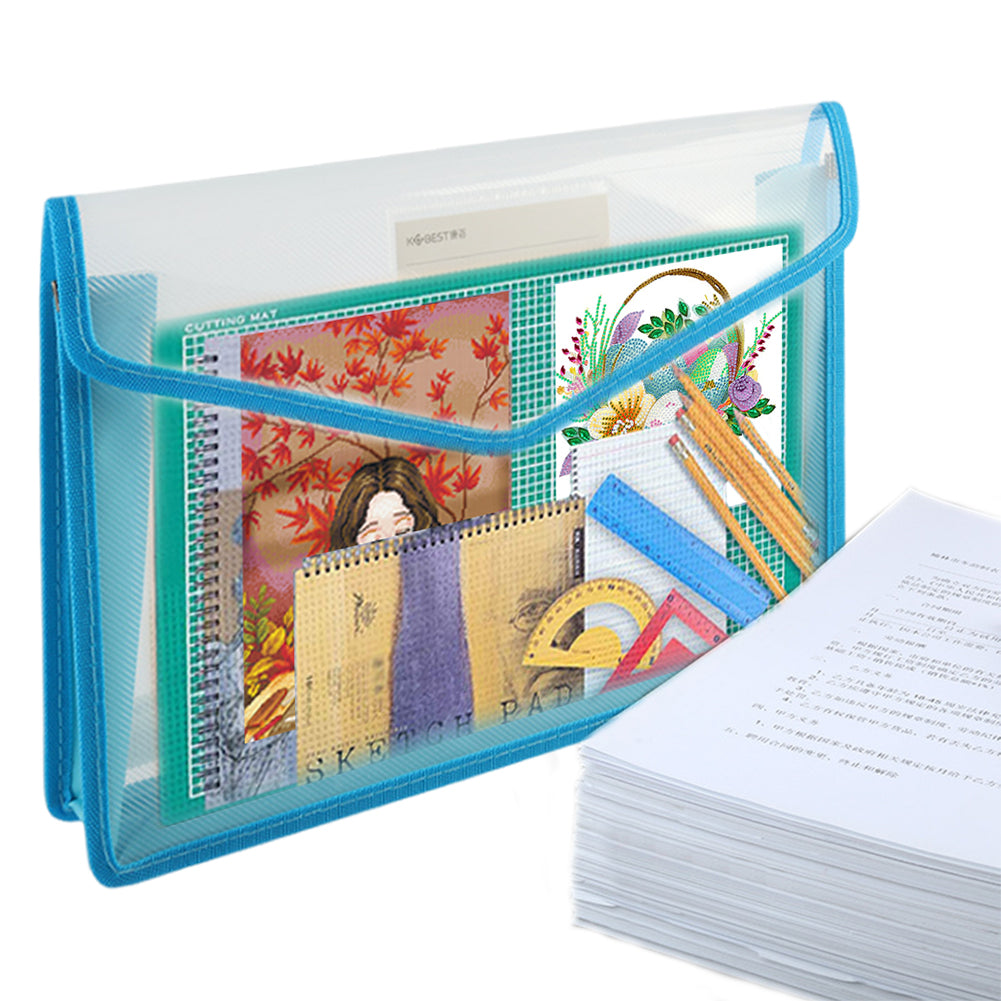 Cross Stitch Canvas Storage Bag 3D Portfolio for Diamond Painting (A4 Blue)