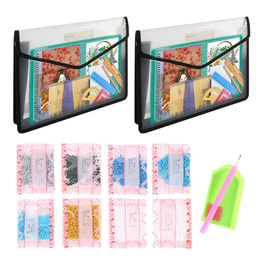 Cross Stitch Canvas Storage Bag 3D Portfolio for Diamond Painting (A4 Black)