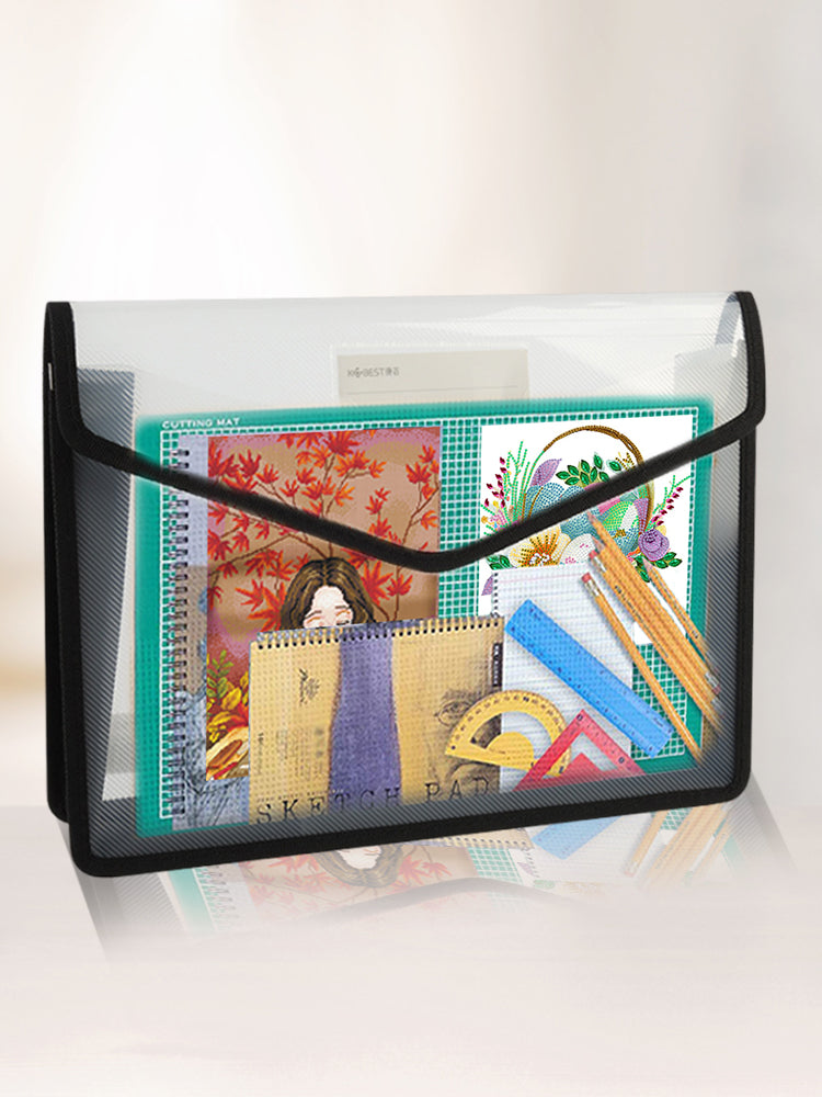 Cross Stitch Canvas Storage Bag 3D Portfolio for Diamond Painting (A4 Black)