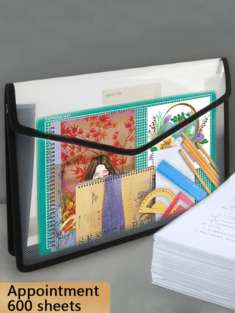 Cross Stitch Canvas Storage Bag 3D Portfolio for Diamond Painting (A4 Black)