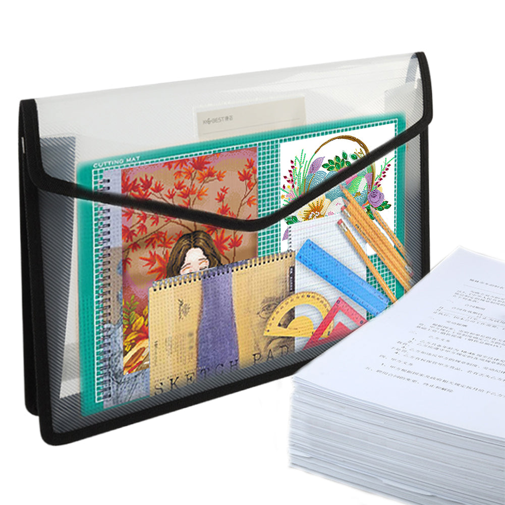 Cross Stitch Canvas Storage Bag 3D Portfolio for Diamond Painting (A4 Black)