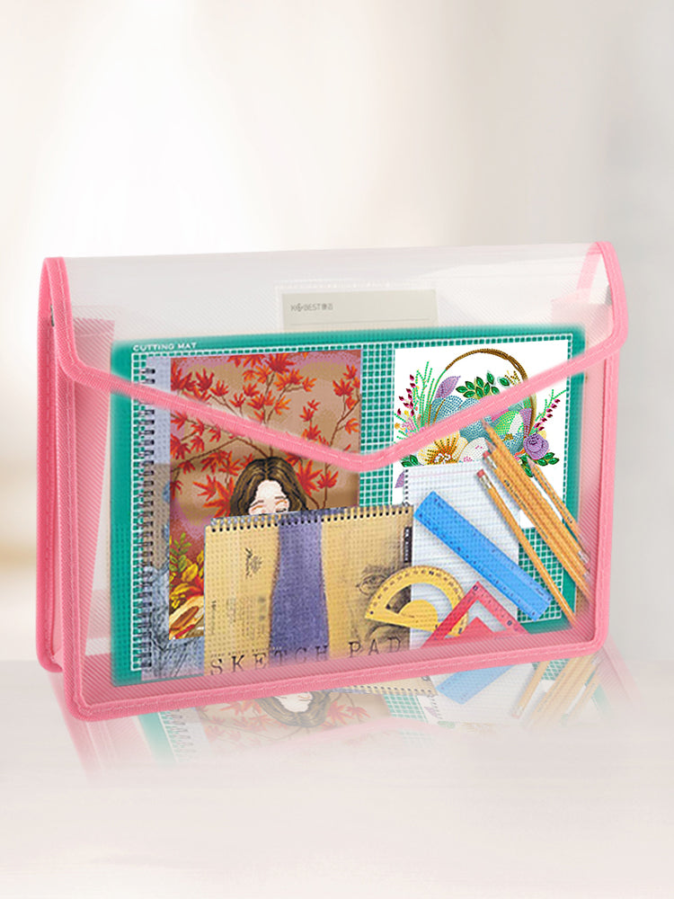 Cross Stitch Canvas Storage Bag 3D Portfolio for Diamond Painting (A3 Pink)
