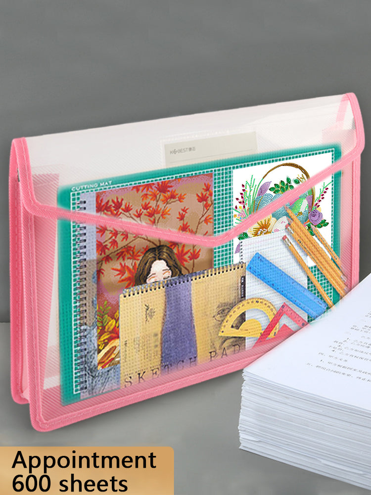 Cross Stitch Canvas Storage Bag 3D Portfolio for Diamond Painting (A3 Pink)