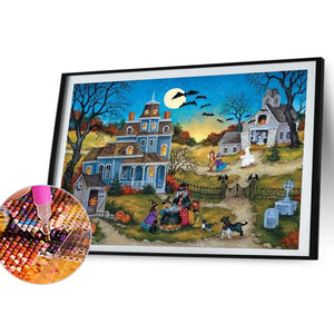 Halloween Night 40*30CM(Canvas) Full Round Drill Diamond Painting