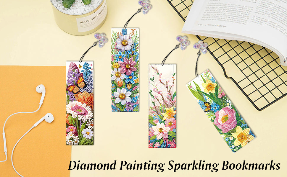 4Pcs DIY Butterfly Bush Diamond Painting Bookmark Diamond Painting Art Bookmarks