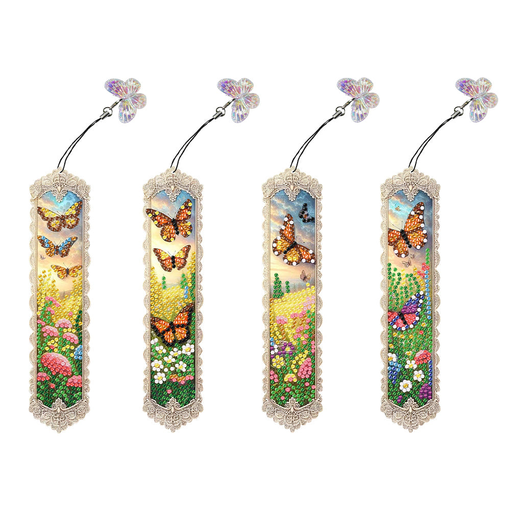 4Pcs DIY Butterfly Bush Diamond Painting Bookmark Diamond Painting Art Bookmarks