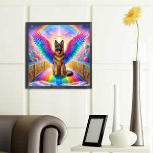 Rainbow Angel Shepherd Dog 40*40CM(Canvas) Full Round Drill Diamond Painting