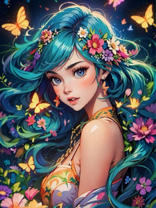 Butterfly And Girl 30*40CM(Canvas) Full Round Drill Diamond Painting