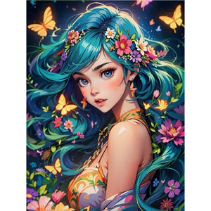 Butterfly And Girl 30*40CM(Canvas) Full Round Drill Diamond Painting