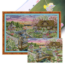 Load image into Gallery viewer, Joy Sunday - Springtime Lakeside Cottage - 64*50CM 14CT 2 Stamped Cross Stitch
