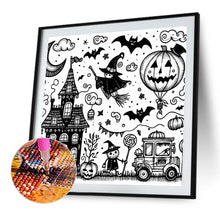 Load image into Gallery viewer, Black And White Halloween 40*40CM(Canvas) Full Round Drill Diamond Painting
