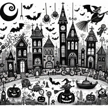 Load image into Gallery viewer, Black And White Halloween 40*40CM(Canvas) Full Round Drill Diamond Painting

