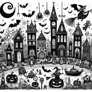 Black And White Halloween 40*40CM(Canvas) Full Round Drill Diamond Painting