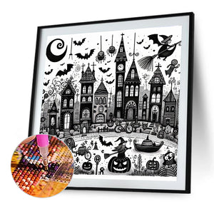 Black And White Halloween 40*40CM(Canvas) Full Round Drill Diamond Painting
