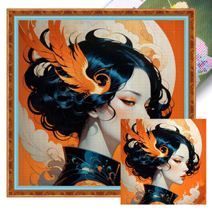Huancan - Fire Phoenix Classical Woman - 40*40CM 14CT 2 Stamped Cross Stitch