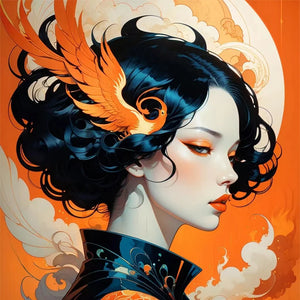 Huancan - Fire Phoenix Classical Woman - 40*40CM 14CT 2 Stamped Cross Stitch