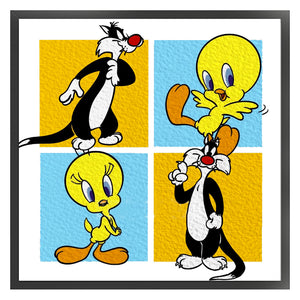 Huancan - Big Silly Cat And Tweety - 50*50CM 11CT 3 Stamped Cross Stitch