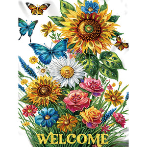 Welcome Garden Calligraphy 30*40CM(Canvas) Partial Special Shaped Drill Diamond Painting