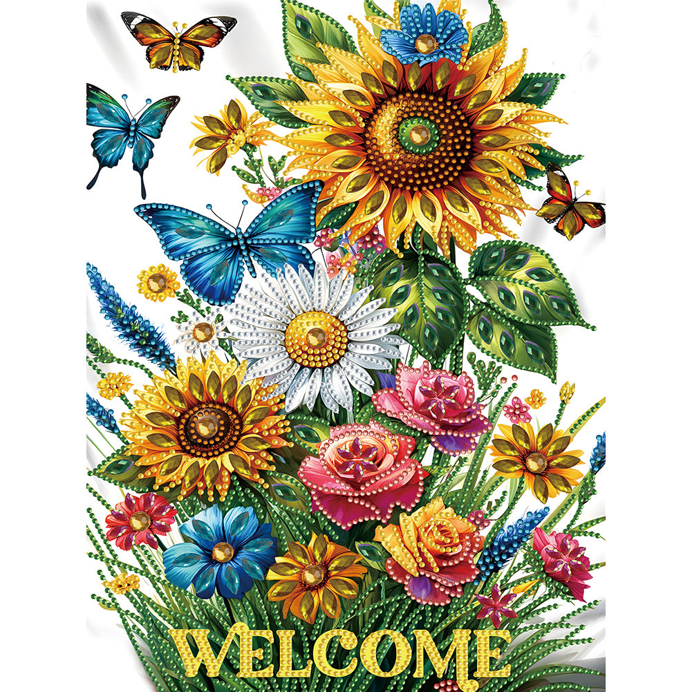 Welcome Garden Calligraphy 30*40CM(Canvas) Partial Special Shaped Drill Diamond Painting