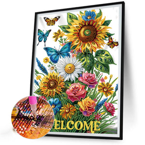 Welcome Garden Calligraphy 30*40CM(Canvas) Partial Special Shaped Drill Diamond Painting