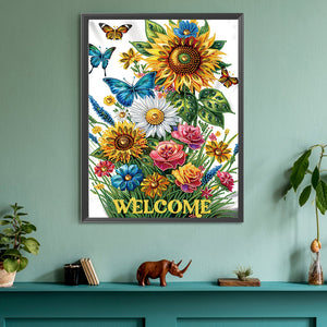 Welcome Garden Calligraphy 30*40CM(Canvas) Partial Special Shaped Drill Diamond Painting