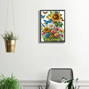Welcome Garden Calligraphy 30*40CM(Canvas) Partial Special Shaped Drill Diamond Painting