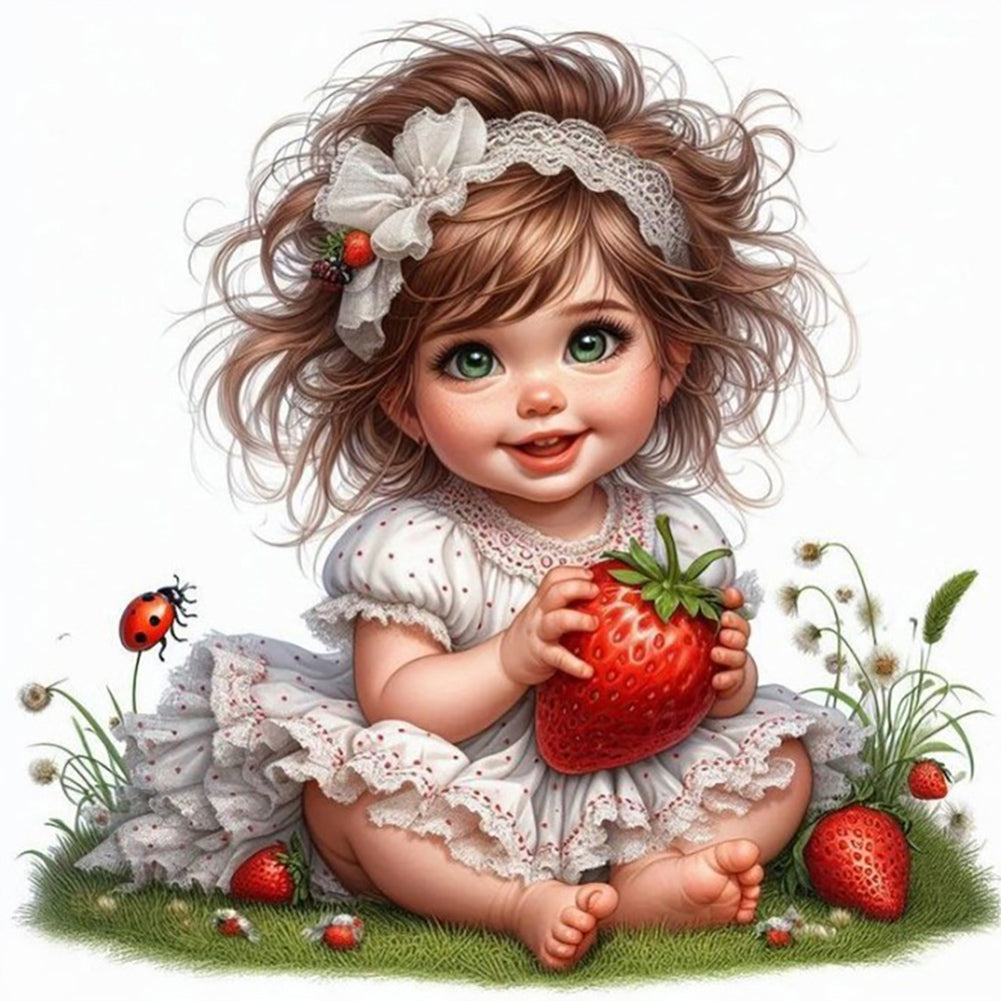 Strawberry Kids 30*30CM(Canvas) Full Round Drill Diamond Painting