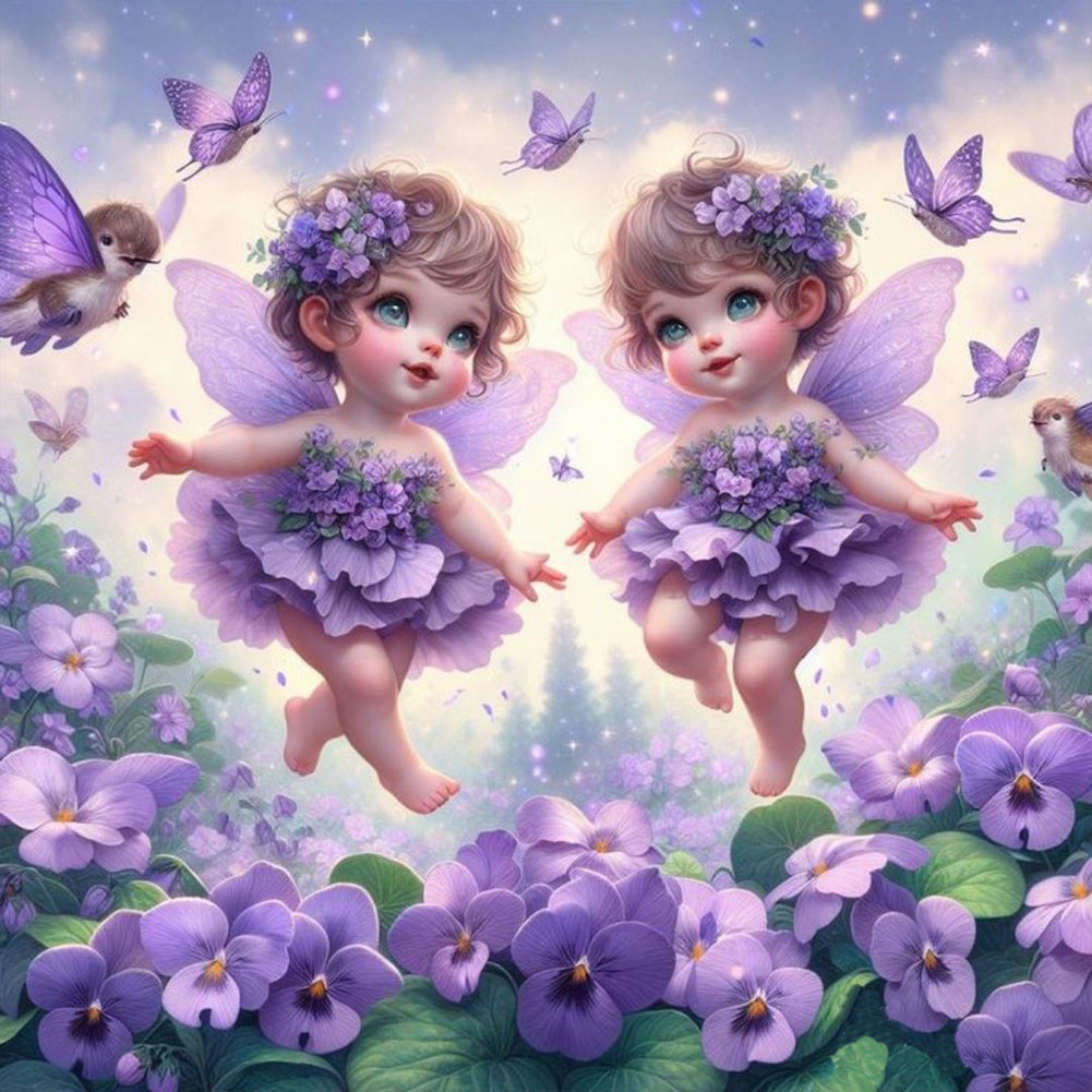 Butterfly Angel Kids 40*40CM(Canvas) Full Round Drill Diamond Painting