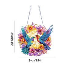Load image into Gallery viewer, Acrylic 2D Flat DIY Hummingbird Flower Special Shape Diamond Art Pendant
