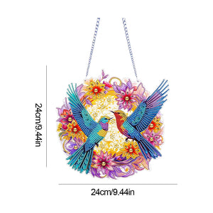 Acrylic 2D Flat DIY Hummingbird Flower Special Shape Diamond Art Pendant