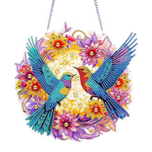 Load image into Gallery viewer, Acrylic 2D Flat DIY Hummingbird Flower Special Shape Diamond Art Pendant
