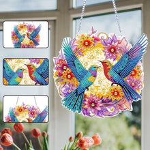 Load image into Gallery viewer, Acrylic 2D Flat DIY Hummingbird Flower Special Shape Diamond Art Pendant
