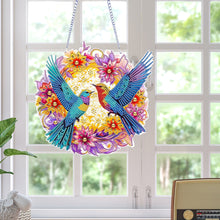 Load image into Gallery viewer, Acrylic 2D Flat DIY Hummingbird Flower Special Shape Diamond Art Pendant
