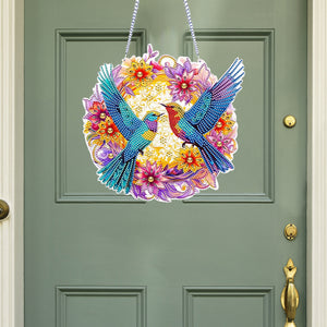 Acrylic 2D Flat DIY Hummingbird Flower Special Shape Diamond Art Pendant