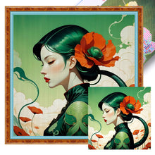 Load image into Gallery viewer, Huancan - Poppy Girl - 40*40CM 14CT 2 Stamped Cross Stitch

