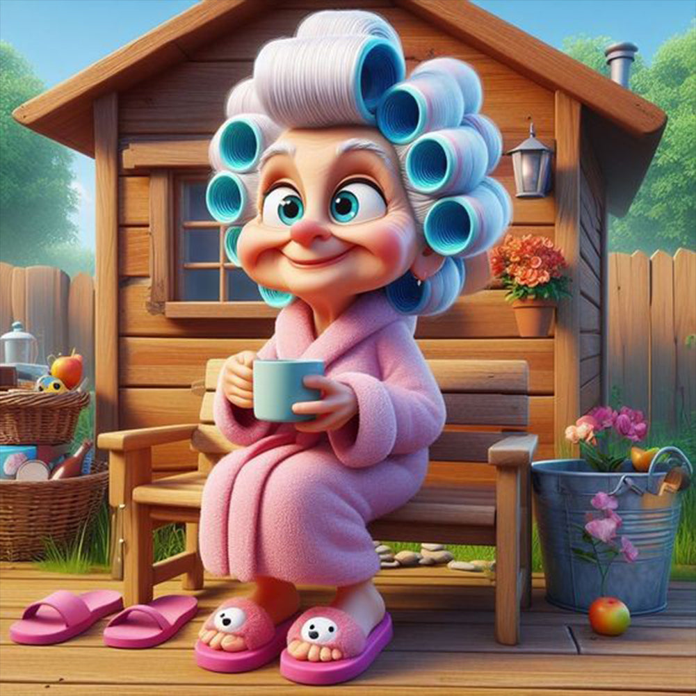 Warm Grandma 40*40CM(Canvas) Full Round Drill Diamond Painting