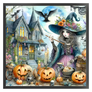 Huancan - Halloween Witch - 50*50CM 11CT 3 Stamped Cross Stitch