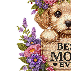 Dog Theme Wood DIY Diamond Painting Hooks Home Decor Craft Kit for Wall Decor