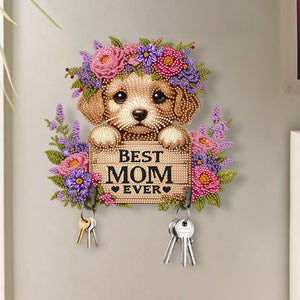 Dog Theme Wood DIY Diamond Painting Hooks Home Decor Craft Kit for Wall Decor